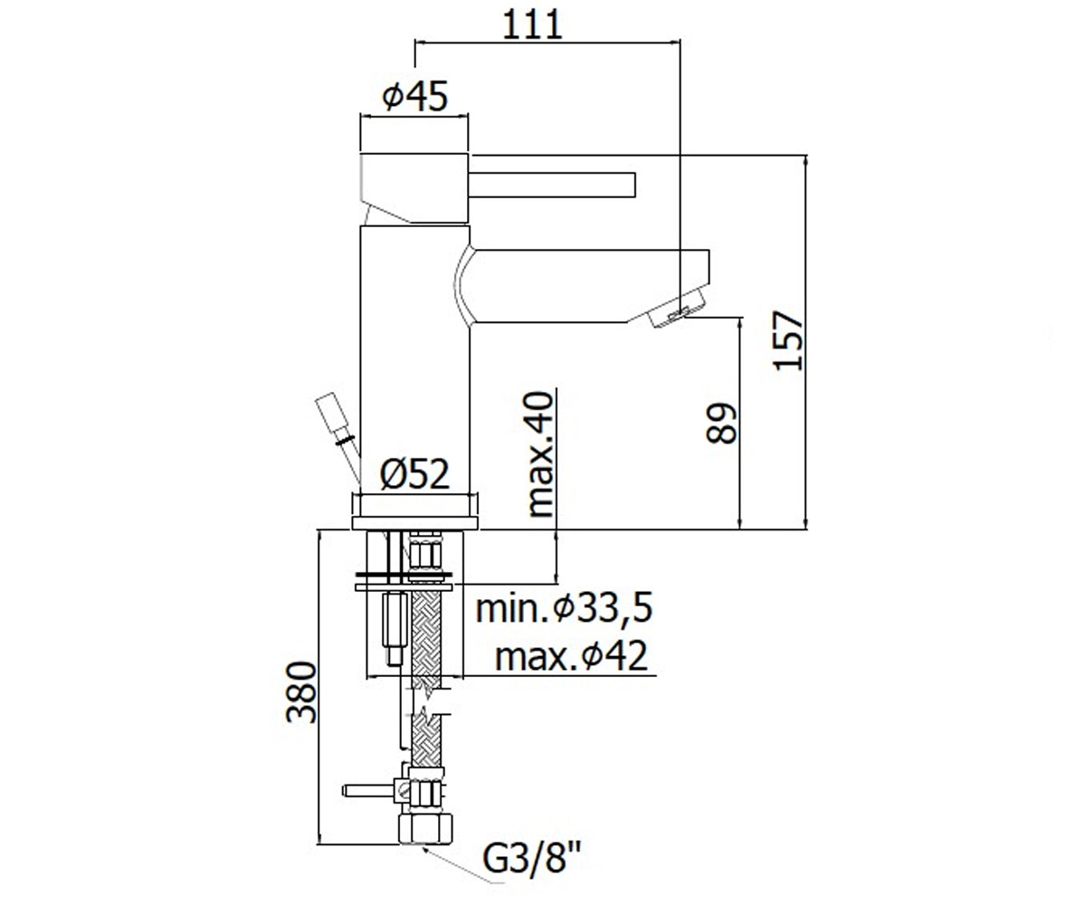 Смеситель на умывальник  STICK SK071HCR:Чертеж 