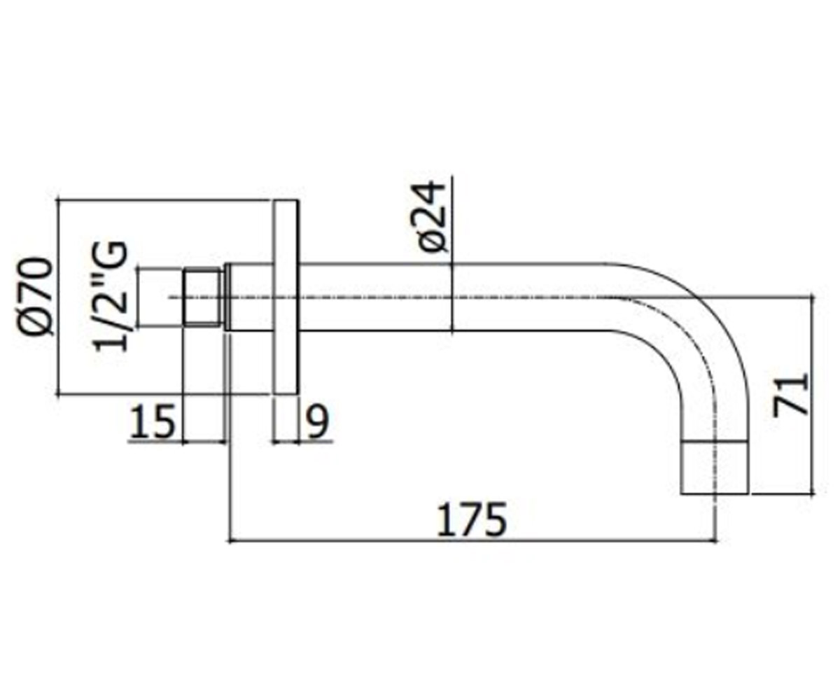 Излив для ванны 175 мм  LIGHT ZBOC139NO:Чертеж 