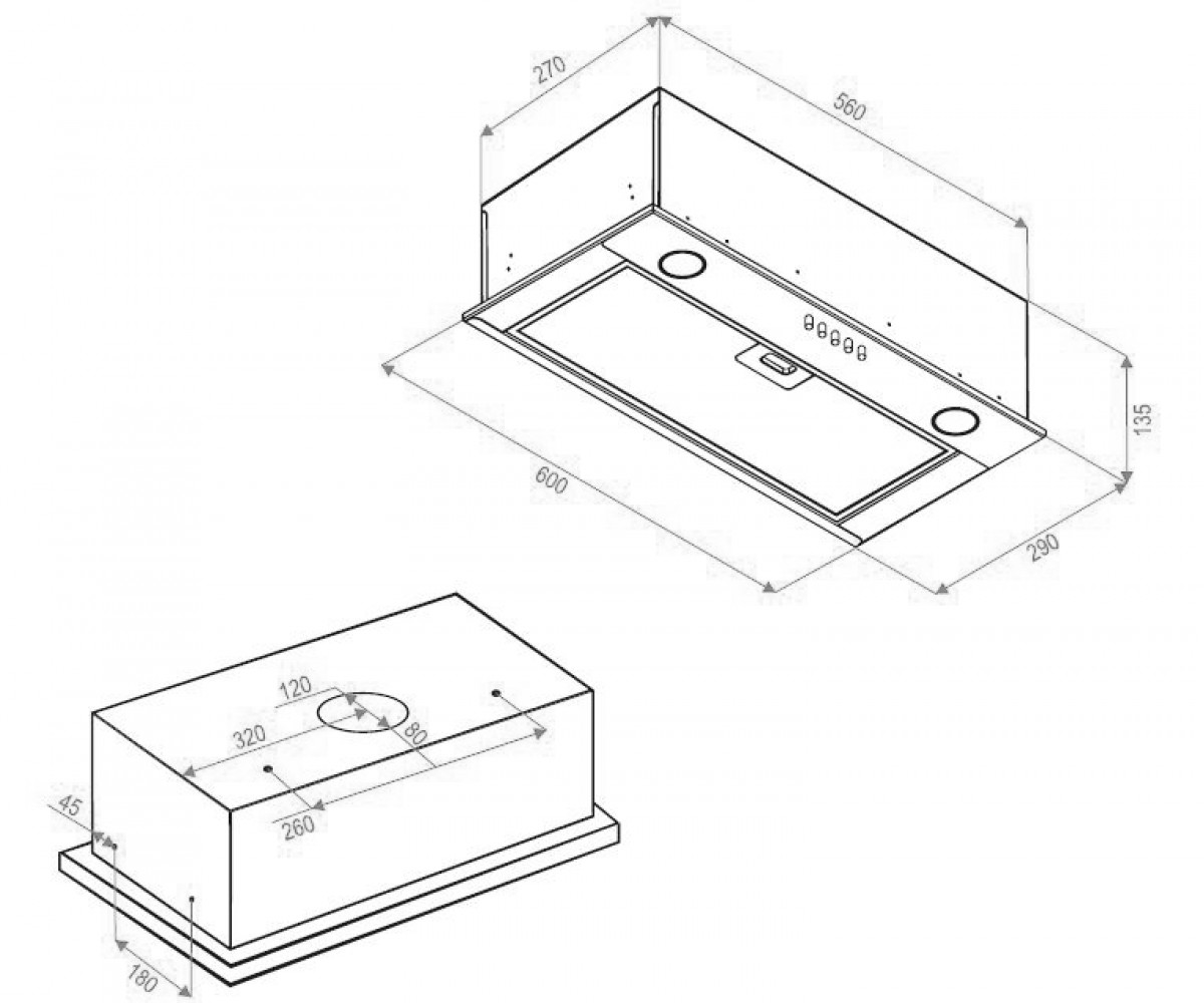 Кухонная вытяжка  LANTERNE BI 6111 I:Чертеж 