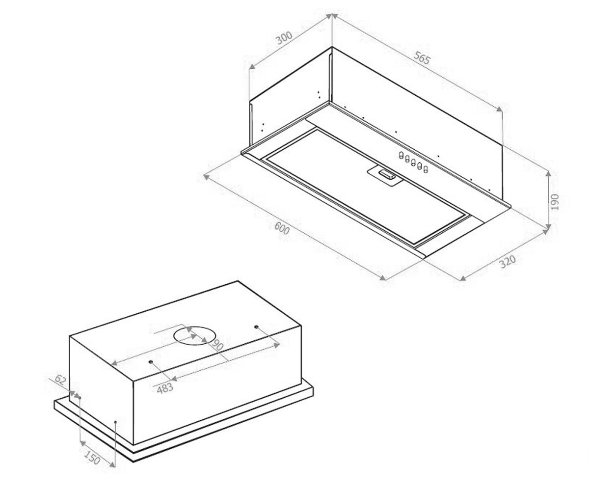 Кухонная вытяжка  LANTERNE BI 6311 BL:Чертеж 