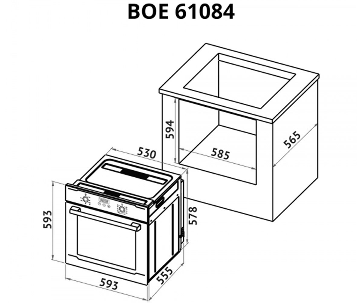 Электрическая духовка 64 л  BOE 61084 BL:Чертеж 