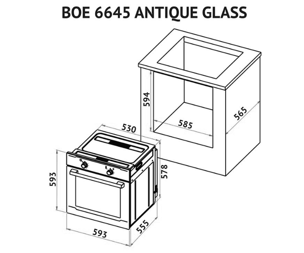 Встраиваемый духовой шкаф  BOE 6645 BL ANTIQUE GLASS:Чертеж 