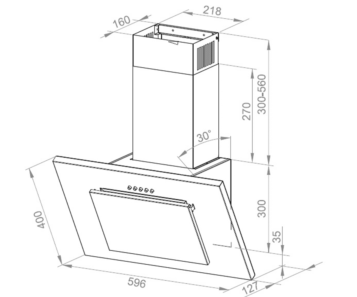 Наклонная вытяжка  DN 6171 A 550 W:Чертеж 