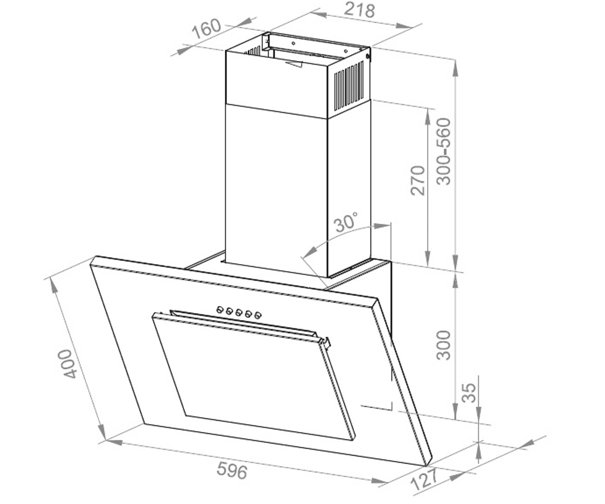 Наклонная кухонная вытяжка  FIDEO DN 6671 A 1000 W:Чертеж 