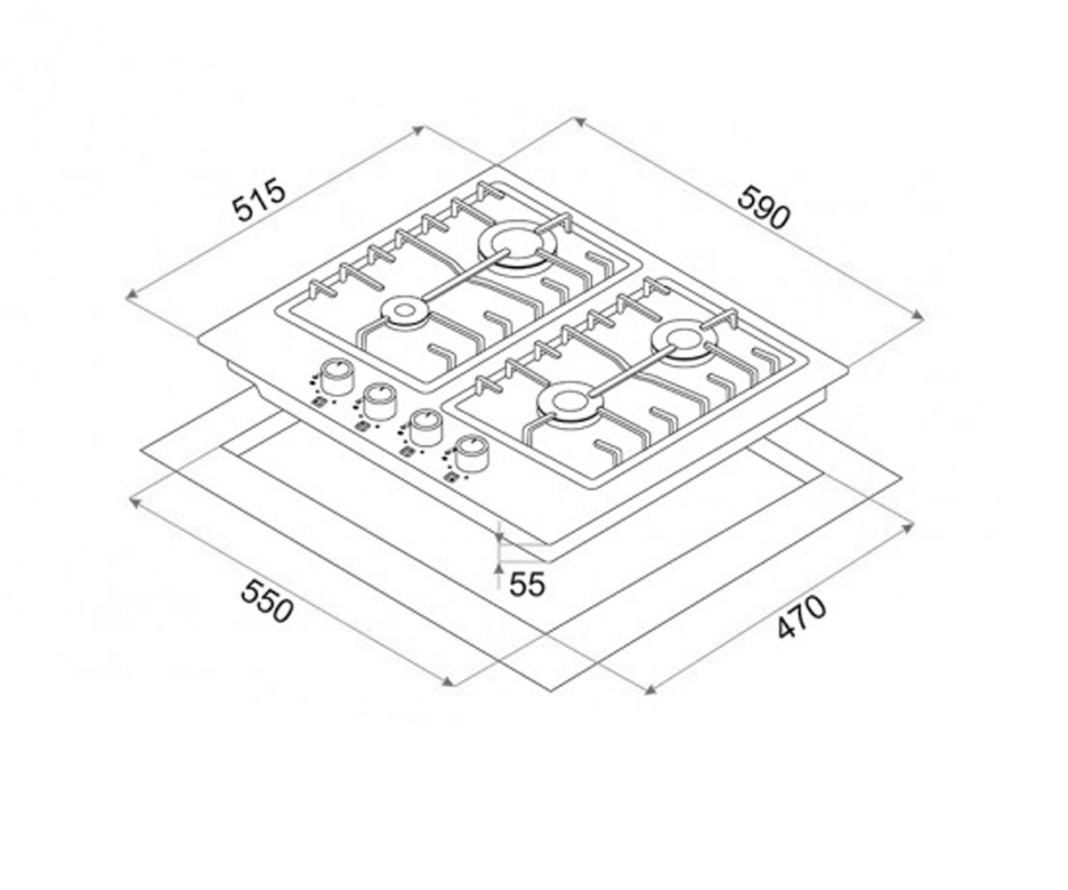 Варочная поверхность  HGM 61013 WH:Чертеж 