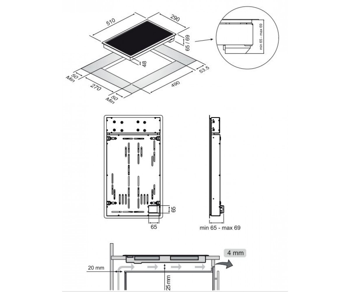 Встраиваемая печка  BASSANO HVC 3210 BL:Чертеж 