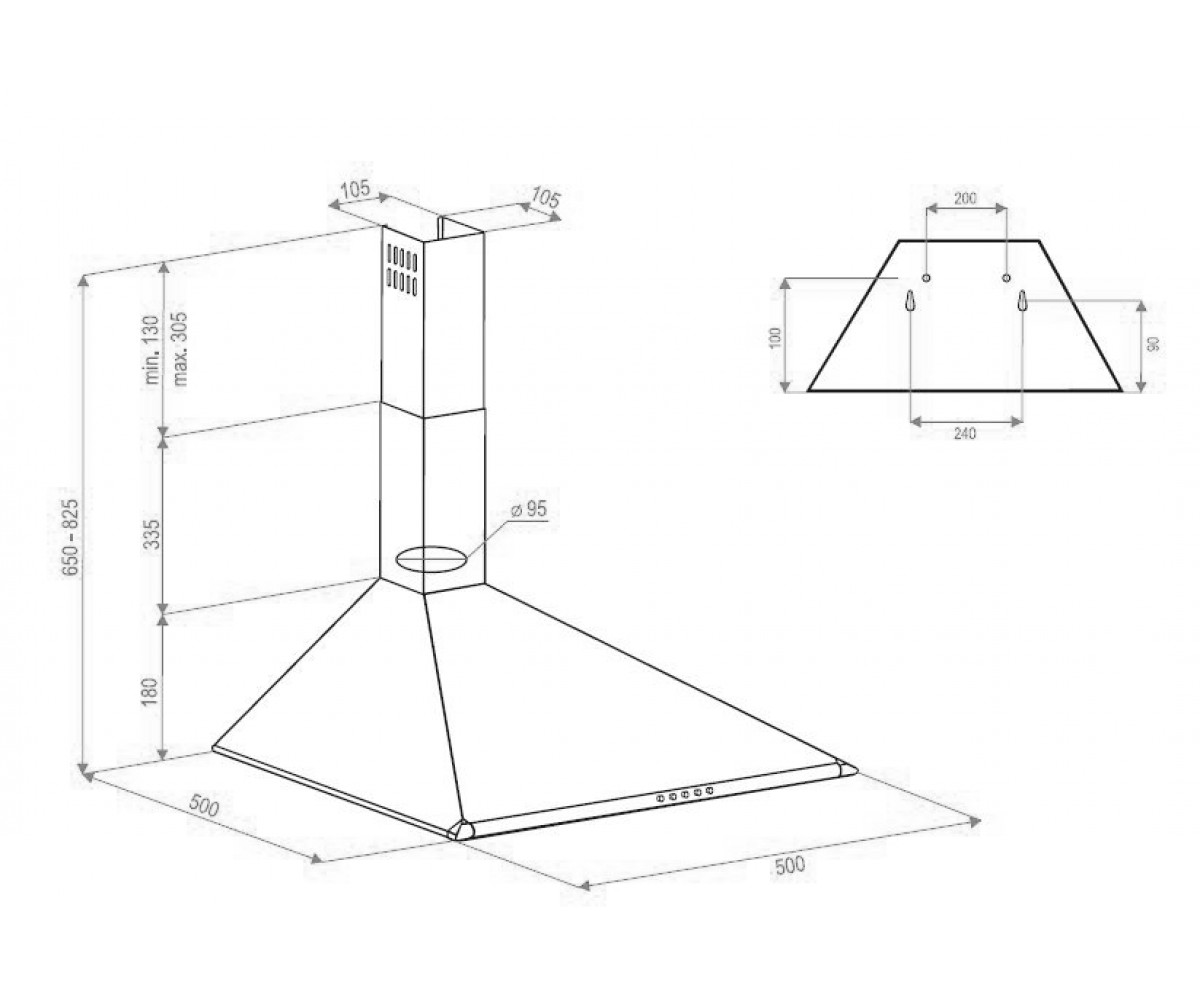 Кухонная вытяжка  CAMPANELE K 511 IV:Чертеж 