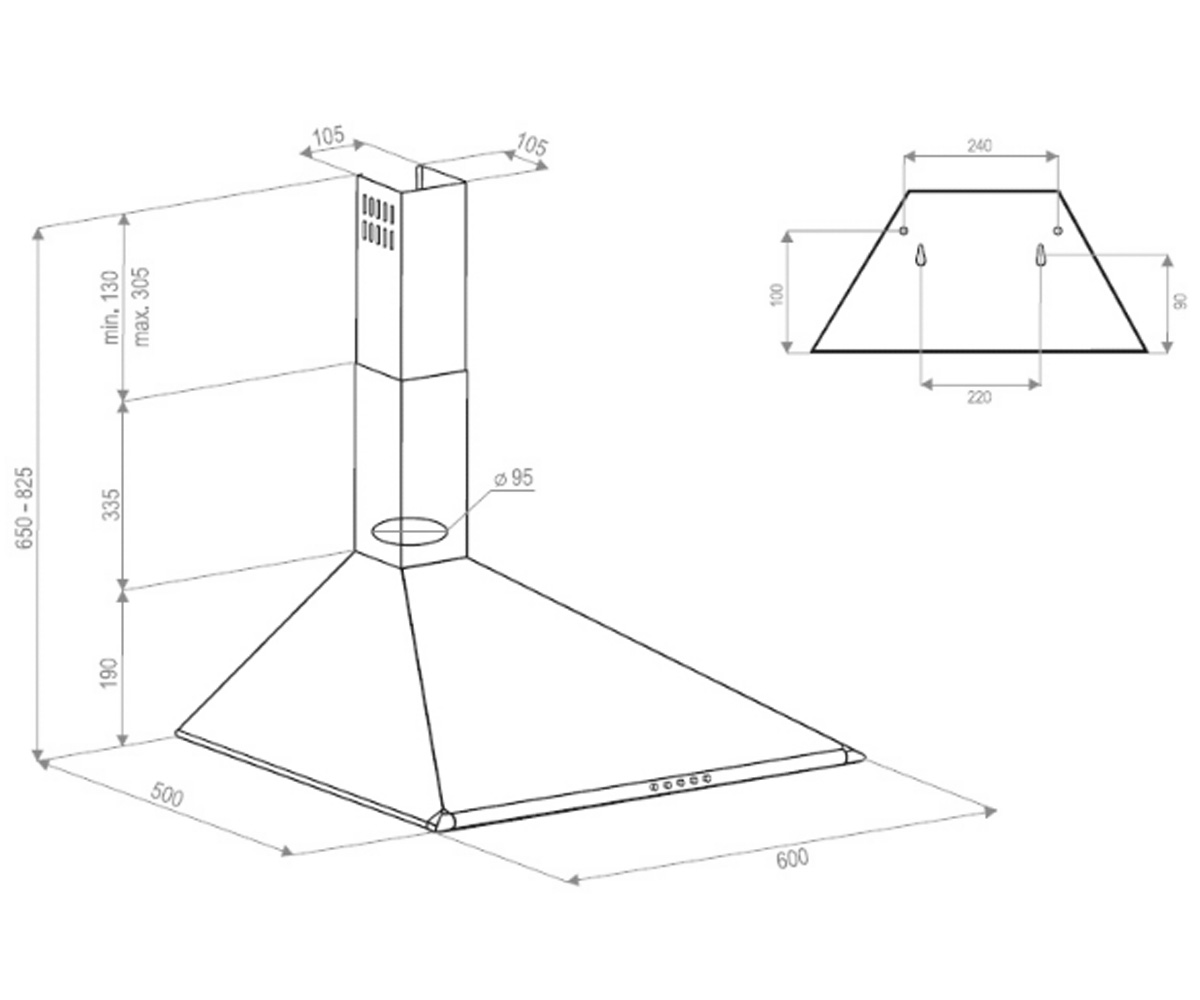 Кухонная вытяжка  CAMPANELE K 610 I:Чертеж 