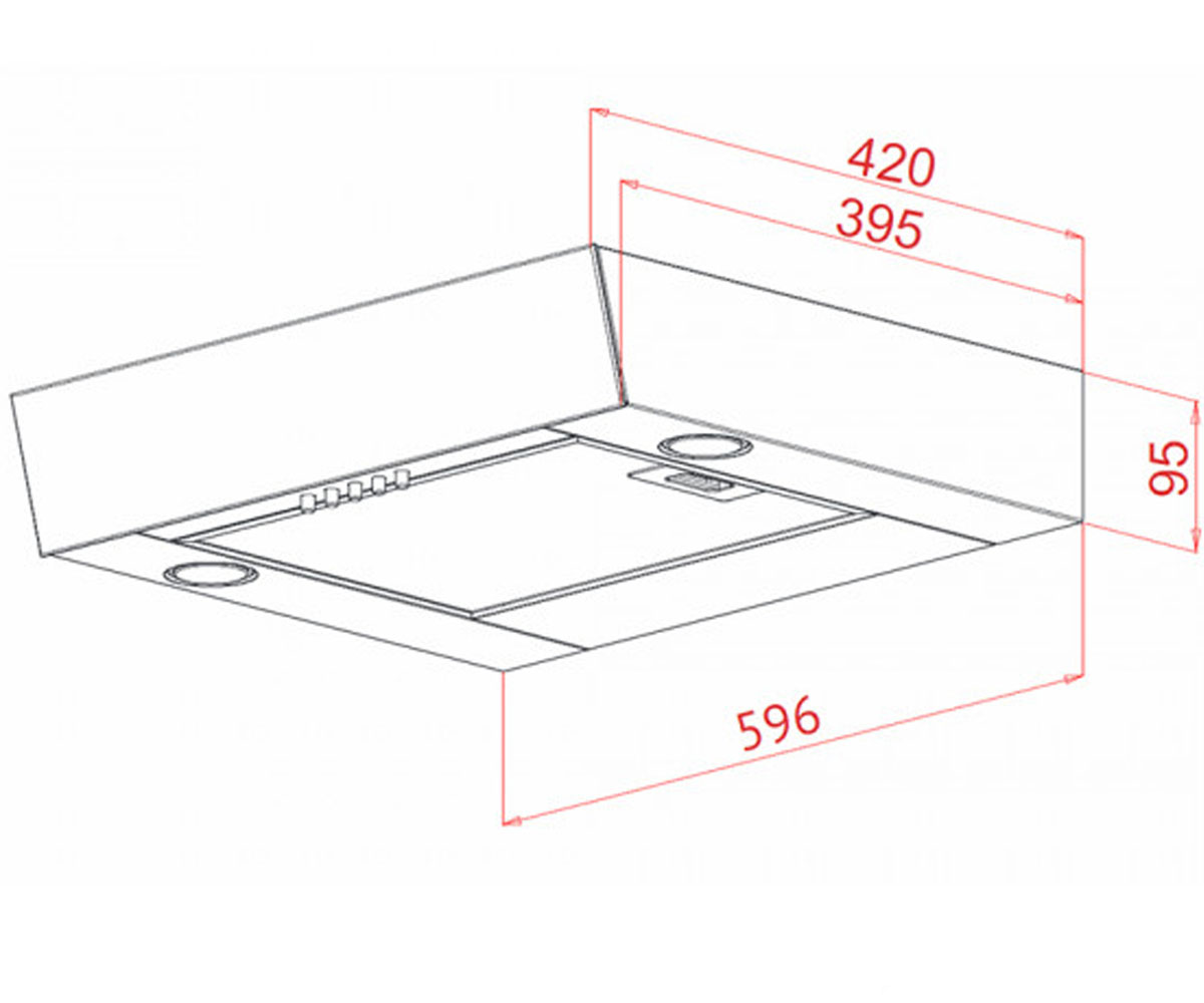 Вытяжка кухонная плоская  PENNE PG 6192 A 550 W LED GLASS:Чертеж 