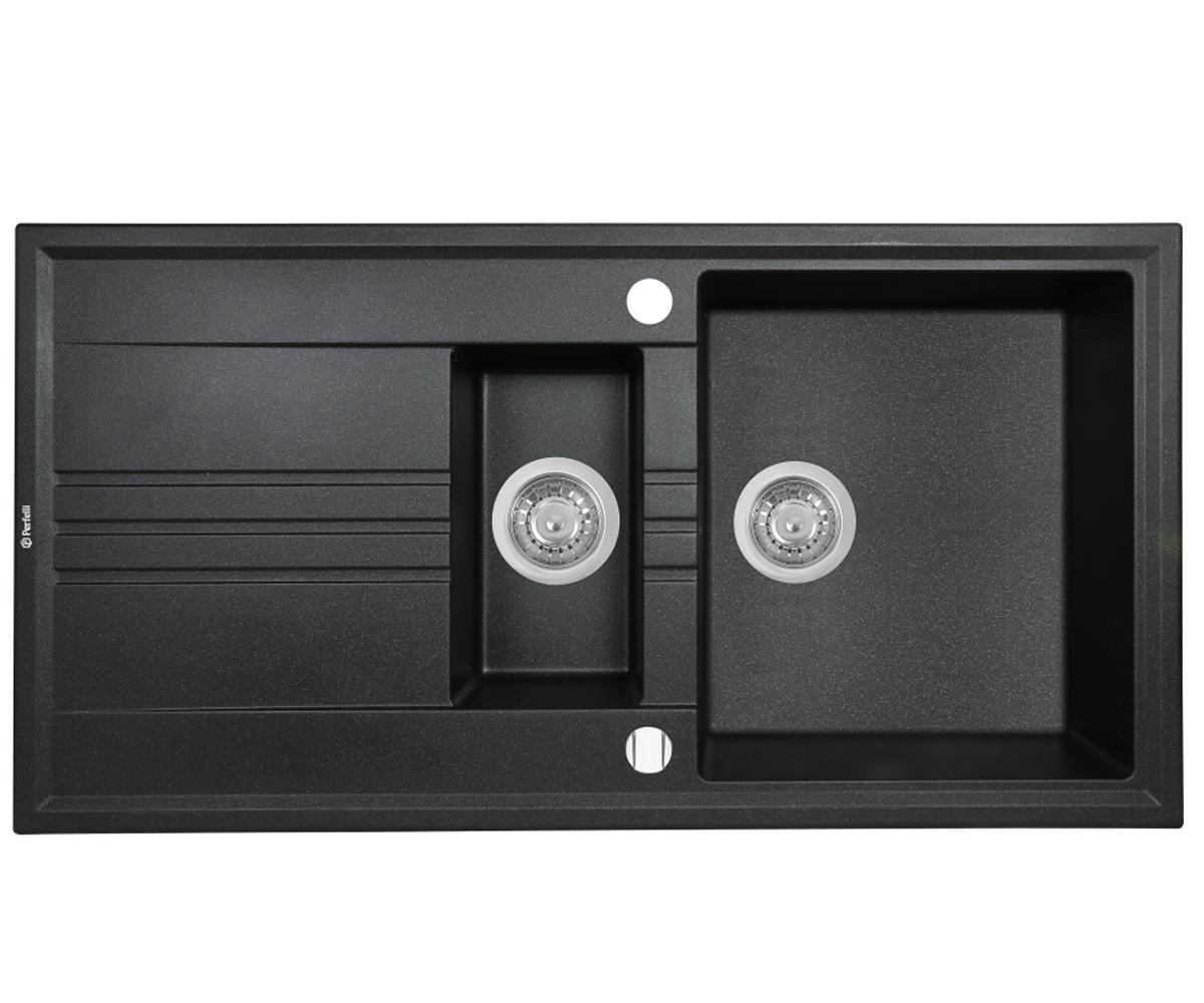 Гранітна мийка на півтори чаші PERFELLI  PGS 516-96 BLACK PGS 516-96 BLACK