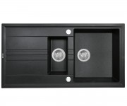 Гранітна мийка на півтори чаші PERFELLI  PGS 516-96 BLACK