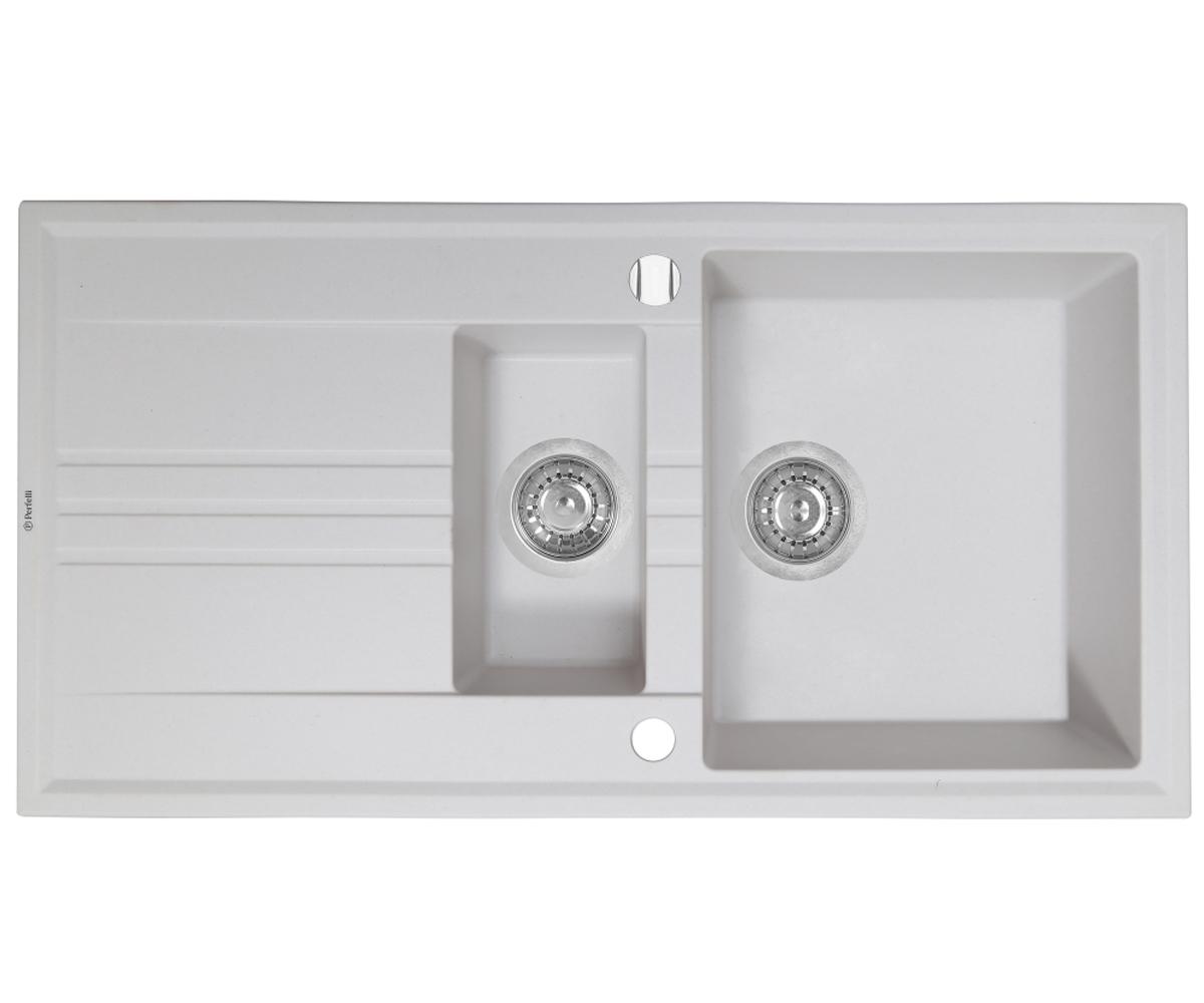 Гранітна мийка на півтори чаші PERFELLI  PGS 516-96 WHITE PGS 516-96 WHITE
