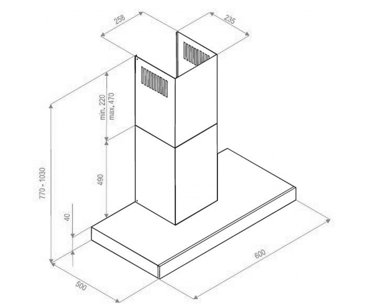 Кухонная вытяжка  ZITI T 6651 I:Чертеж 