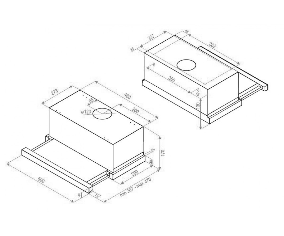 Кухонная вытяжка  ORZO TL 5103 W LED:Чертеж 