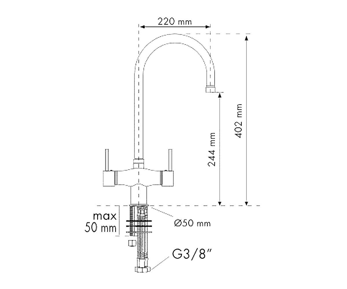 Смеситель для мойки  FLO60-40:Чертеж 
