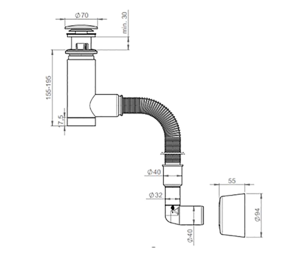Сифон для раковины  EASYCLEAN 1532403:Чертеж 