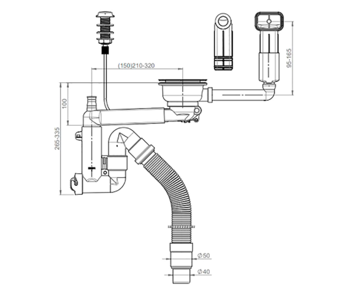 Сифон для мойки автомат  SMARTLOC 41R13919:Чертеж 