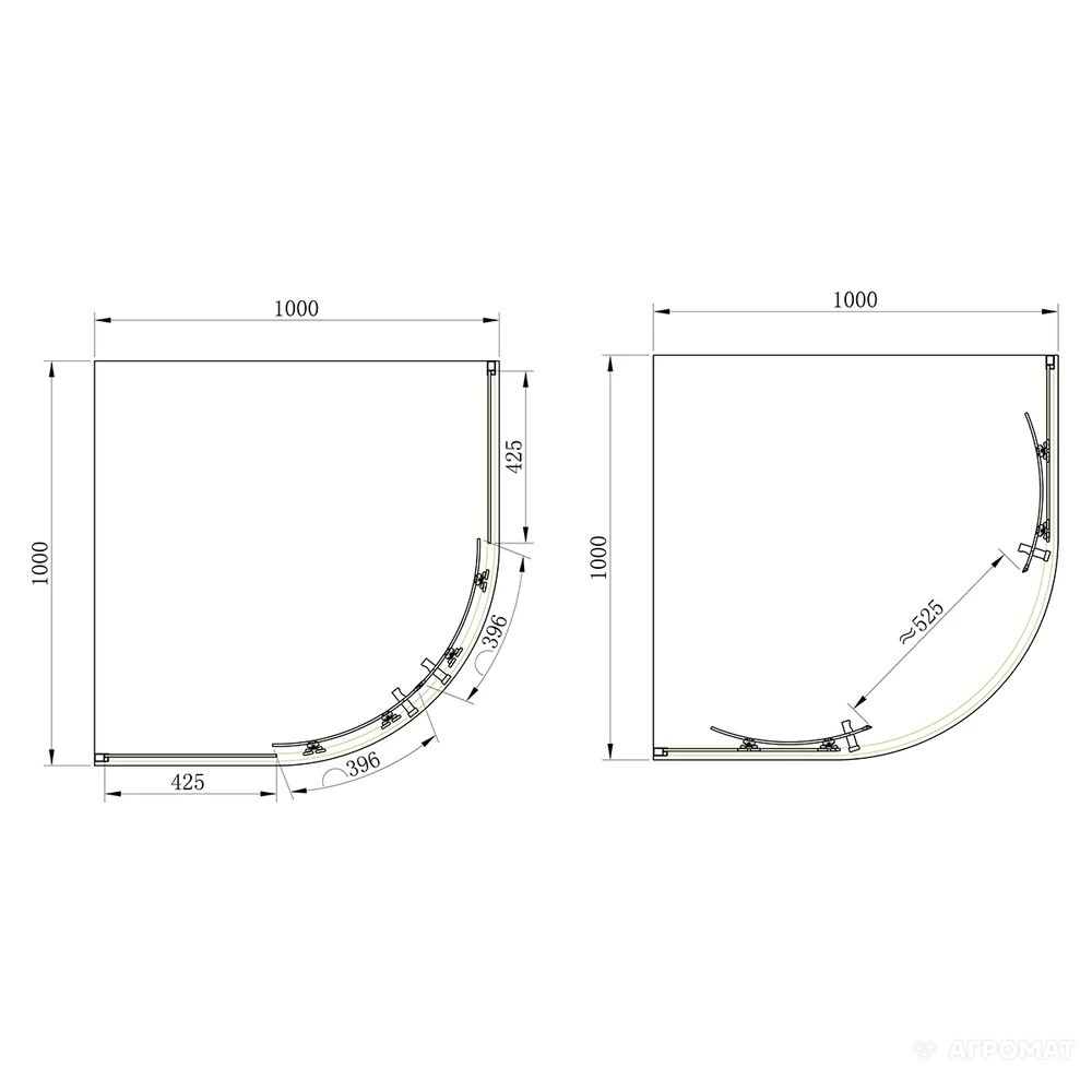 Кабина угловая полукруглая  FRAME SHQC51106:Чертеж 