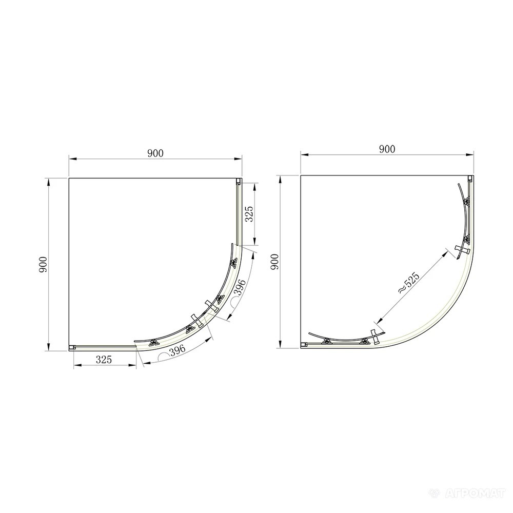 Кабина угловая полукруглая  FRAME SHQC51906:Чертеж 