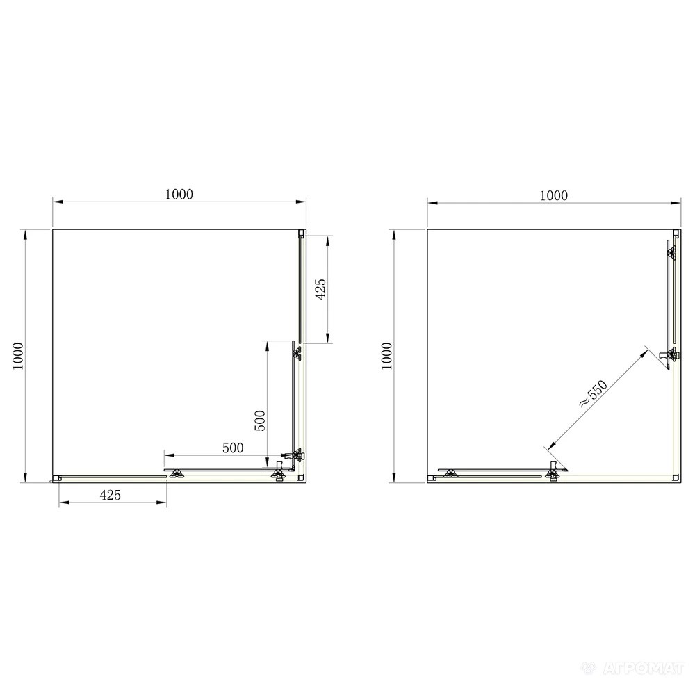 Раздвижная душевая кабина  FRAME SHRC53106:Чертеж 
