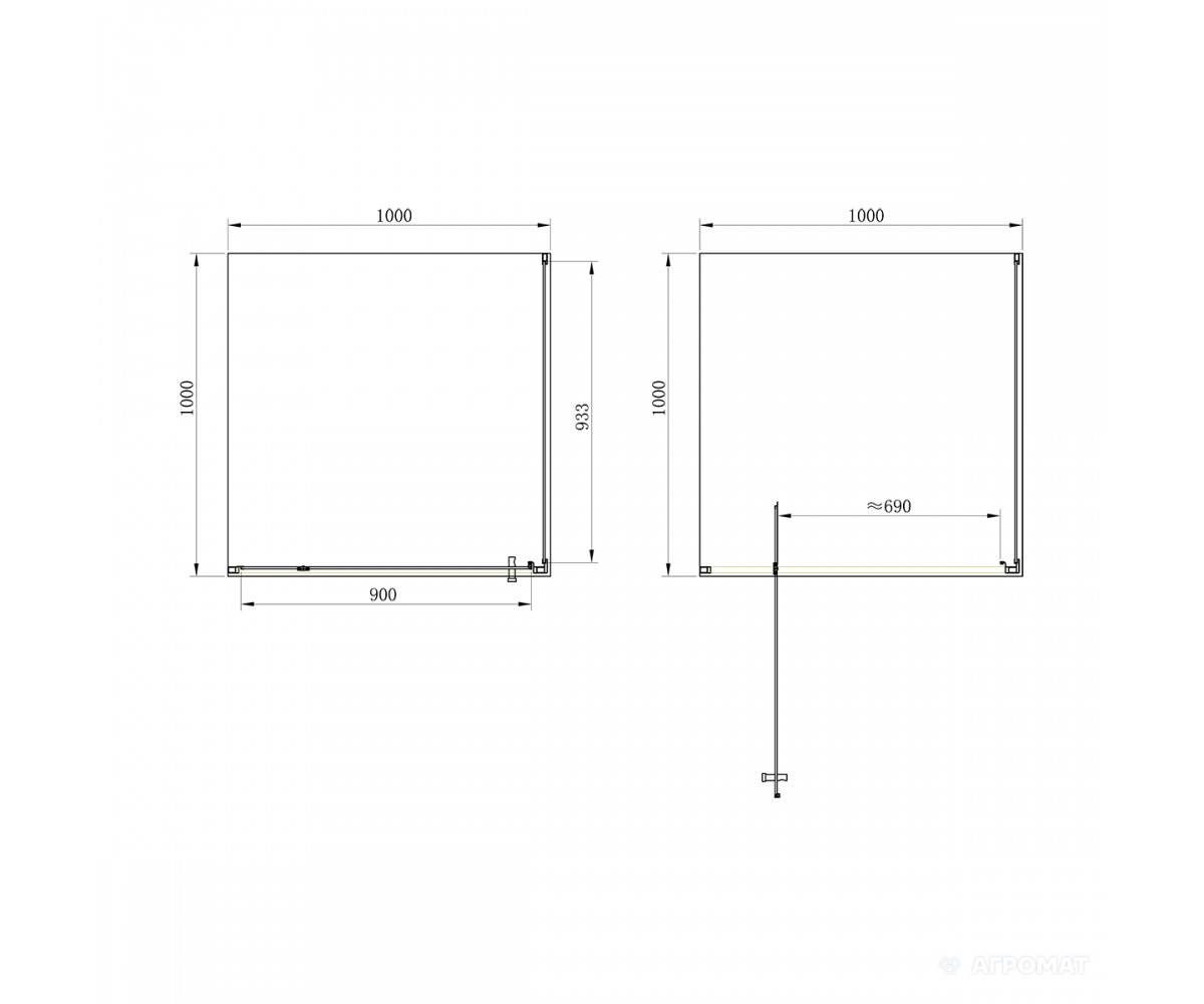 Распашная душевая кабина  FRAME SHRC56106:Чертеж 