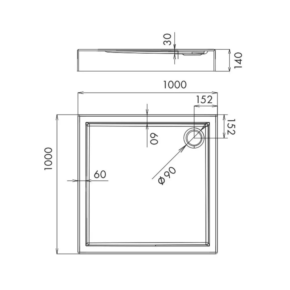 Душевой поддон с сифоном  FRAME STR1010:Чертеж 