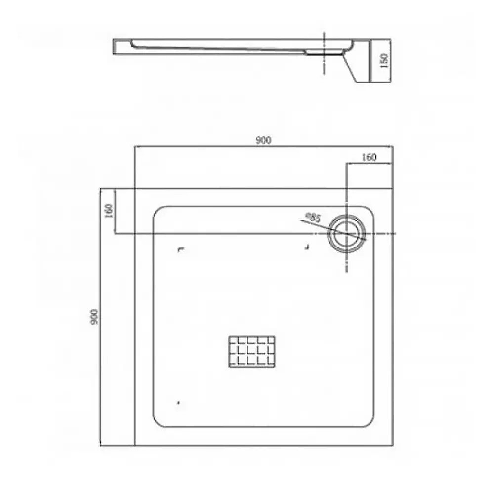 Душевой поддон с сифоном  FRAME STR1090:Чертеж 