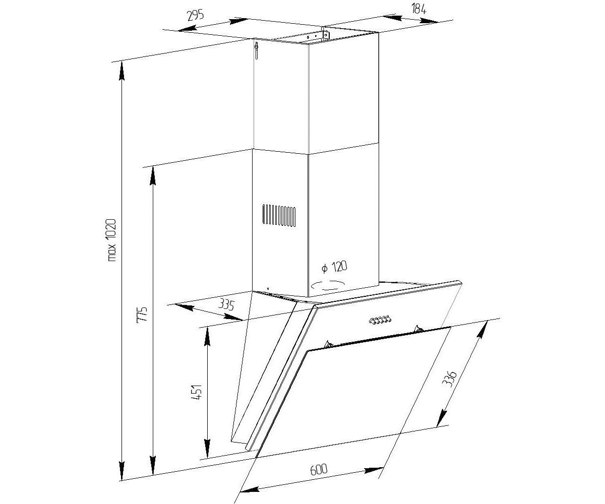 Вытяжка кухонная  NR MG 60 M BL:Чертеж 