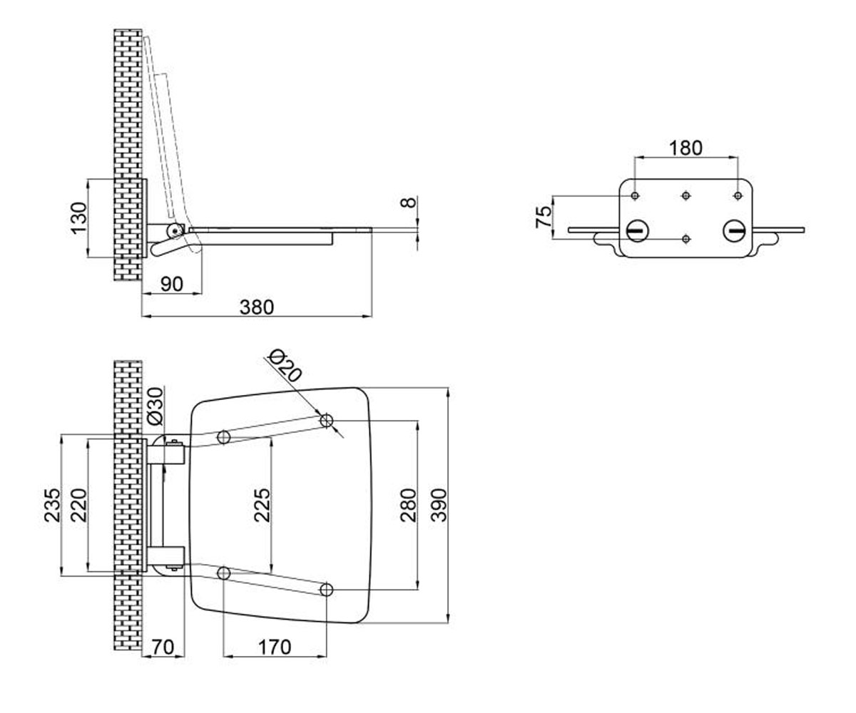 Сиденье откидное  COMFBLA5035:Чертеж 