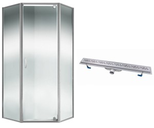 Кабинка с трапом 90х90 см QTAP LEO LEOCRM10995AC6+QTDRYFC304800