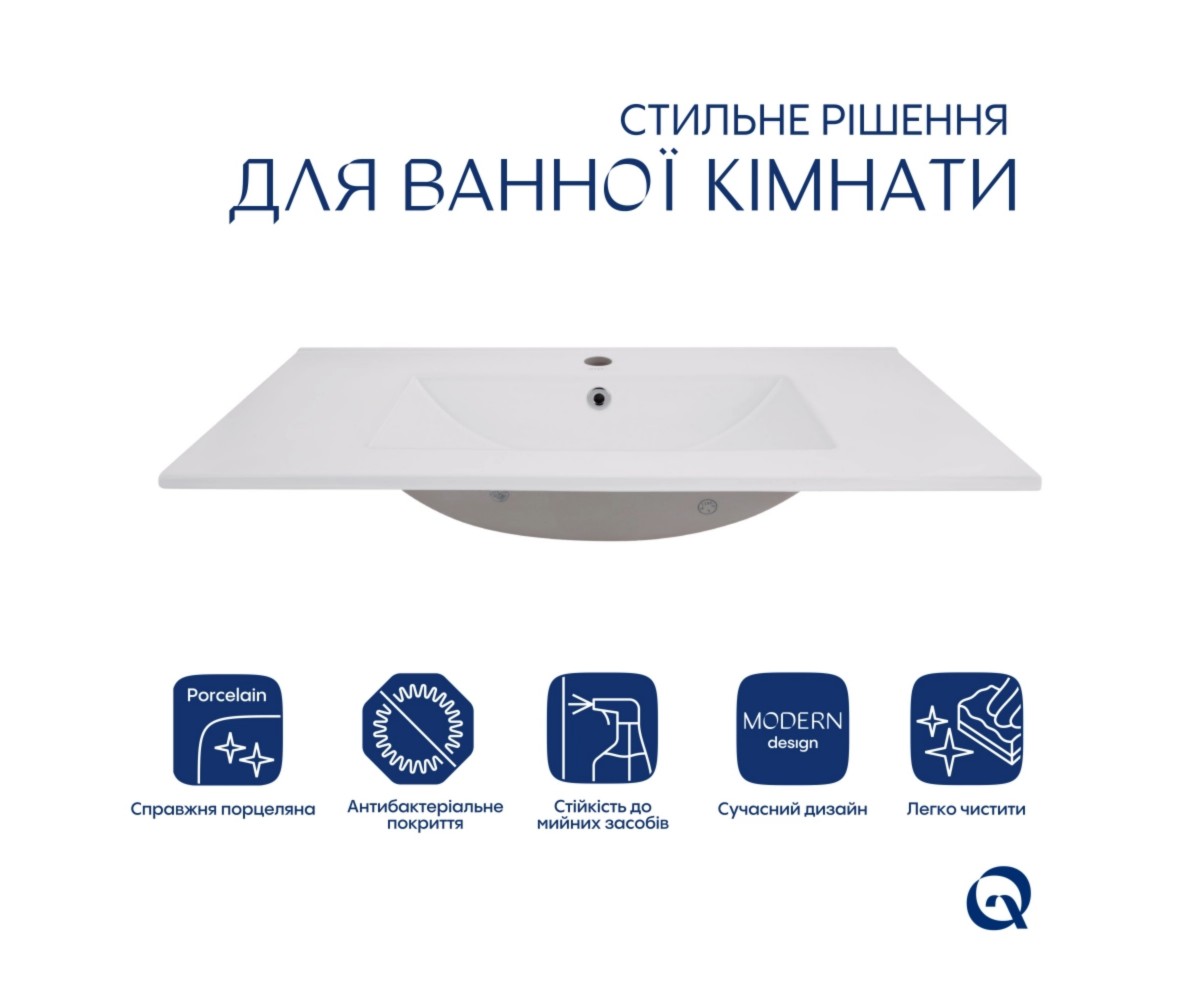 Комплект Albatross: раковина врезная мебельная 820x460x180 мм, White, прямоугольная + донный клапан Pop-up PU02O  QT01113080CW14
