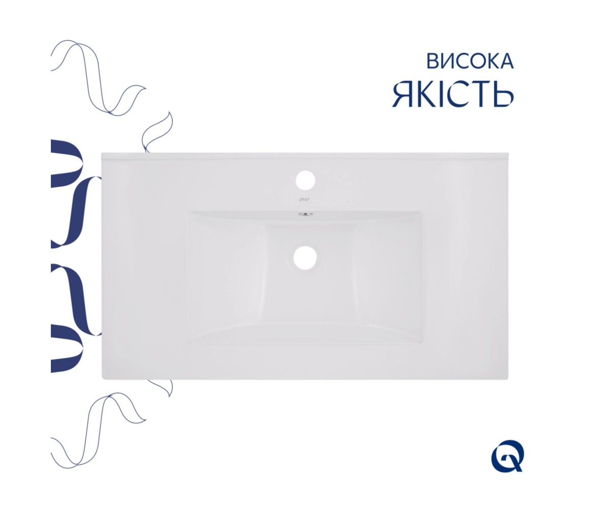 Комплект Albatross: раковина врезная мебельная 820x460x180 мм, White, прямоугольная + донный клапан Pop-up PU02O  QT01113080CW14