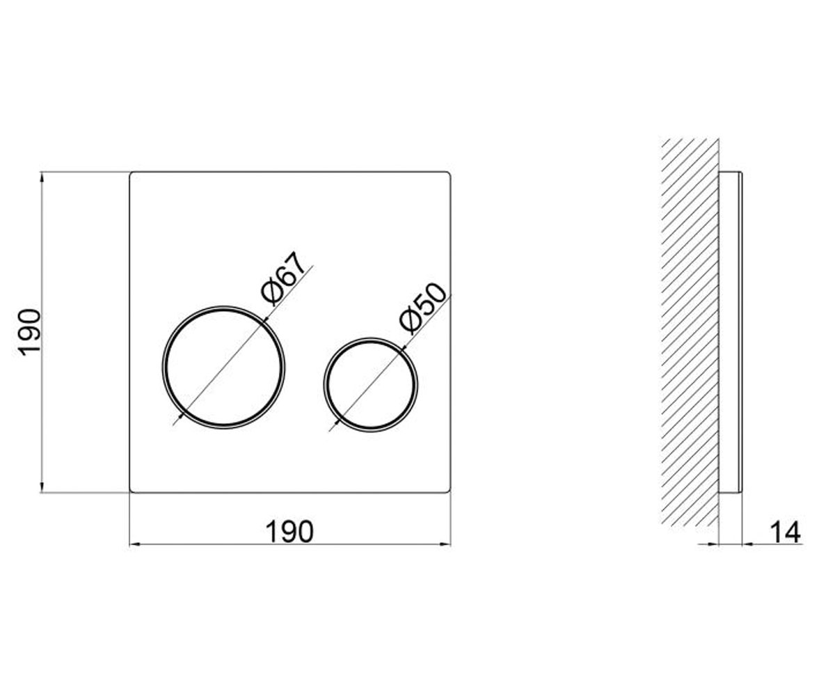 Клавиша двойная  NEST UNI QT0211P01V1178MB:Чертеж 