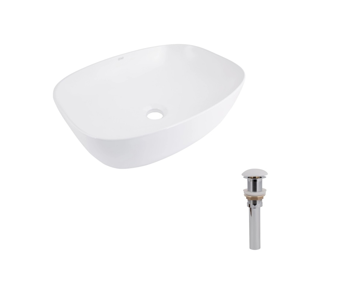 Комплект Qtap Cardinal: Раковина накладна 600x380x140 мм, White, овальна + Донний клапан Pop-up PU02 QTAP  QT04116257W48465 QT04116257W48465