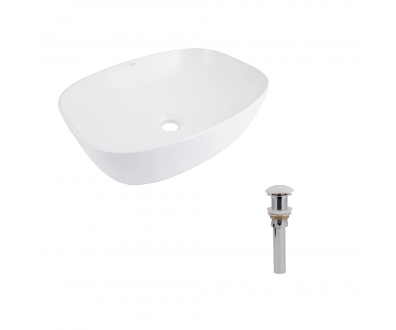 Комплект Qtap Cardinal: Раковина накладна 600x380x140 мм, White, овальна + Донний клапан Pop-up PU02 QTAP  QT04116257W48465 QT04116257W48465