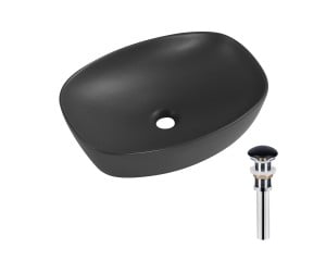 Раковина накладна Qtap Robin 500х380х140 мм, Anthracite, прямокутна, з донним клапаном QT04116302AN QTAP  QT04116302AN