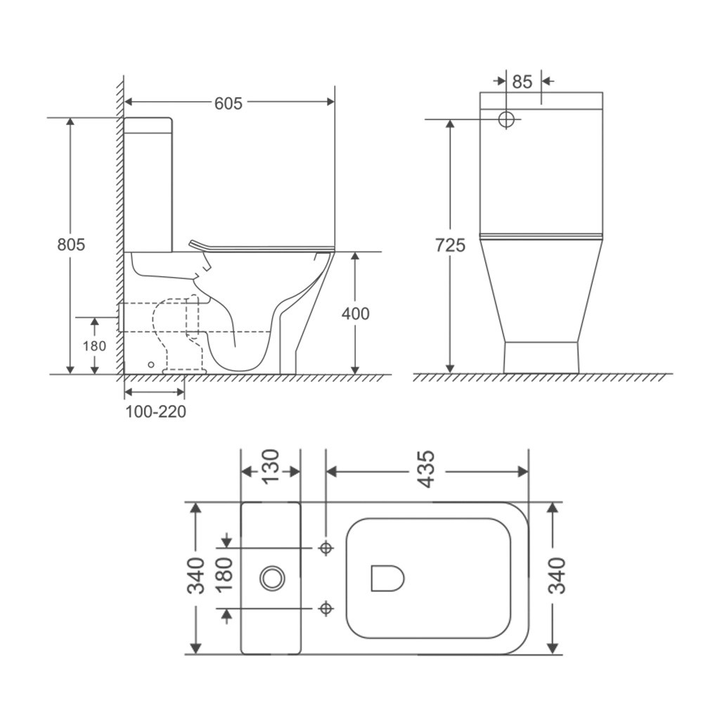 Унитаз компакт с сиденьем  CARDINAL ULTRA QUIET QT04222168AUQ3W:Чертеж 