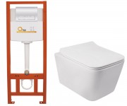 Унитаз с инсталляцией 4 в 1 QTAP CROW QT05335170W0133M425M08381CRM