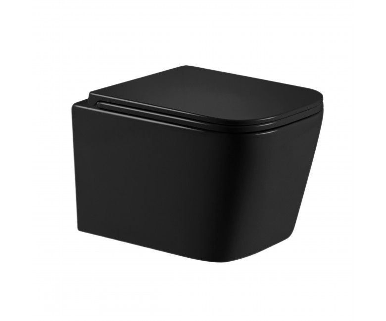 Унитаз подвесной Qtap Crow Ultra Quiet 485×340×290 мм, Matt Black, с сиденьем Slim Duroplast/ Soft-close/ Quick Release QT05335171MB QTAP  QT05335171M QT05335171MB