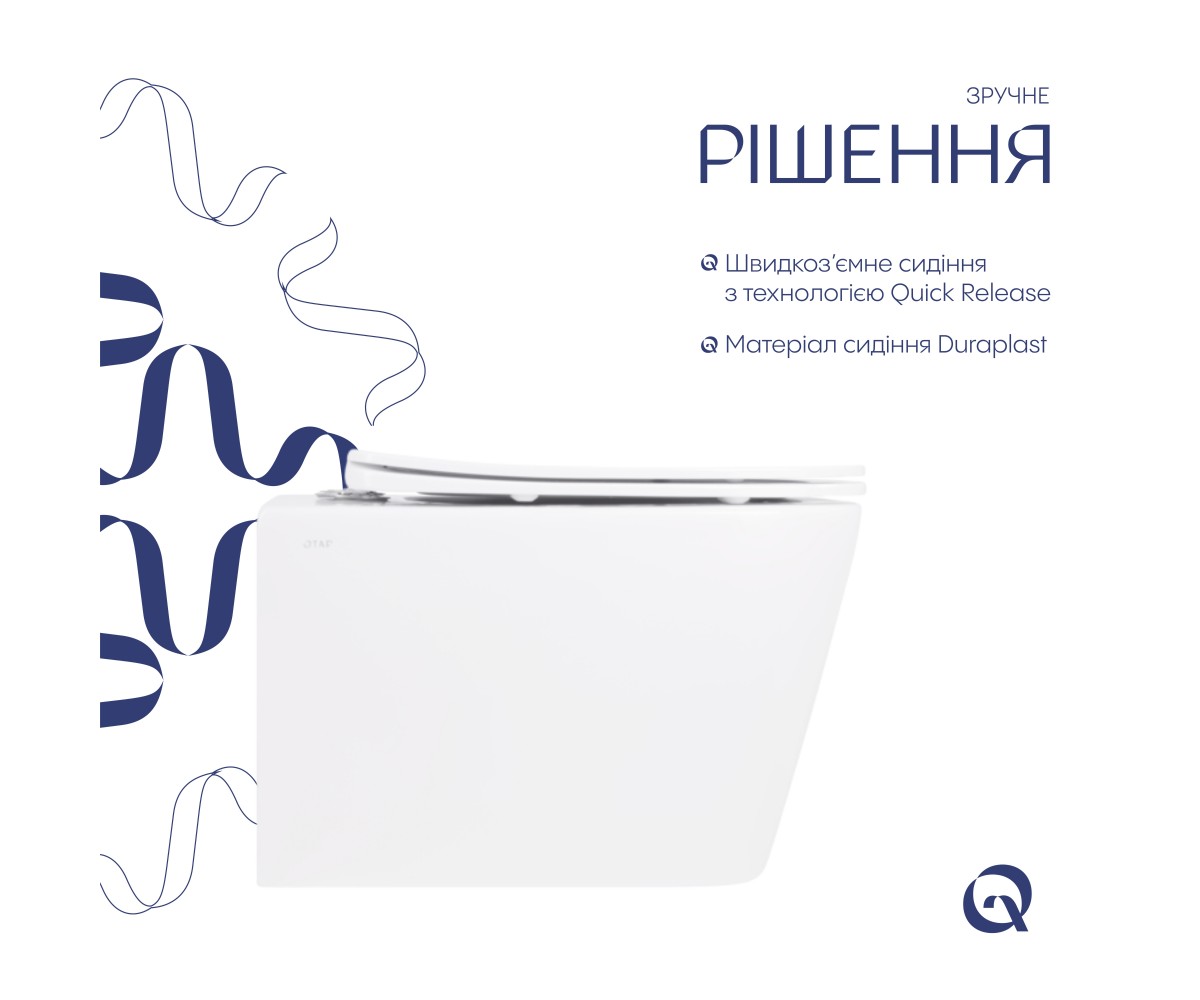 Унитаз подвесной Crow Rimless 485х340х330 мм, White, с сиденьем Slim Duroplast/ Soft-close/ Quick Release QT05335171RW Qtap  QT0