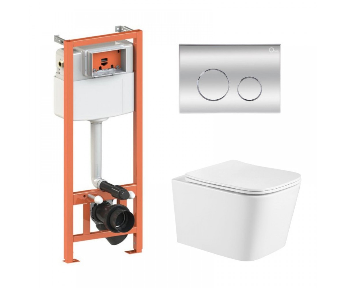 Унитаз с инсталляцией + клавиша QTAP CROW ULTRA QUIET QT05335171W45129 QT05335171W45129