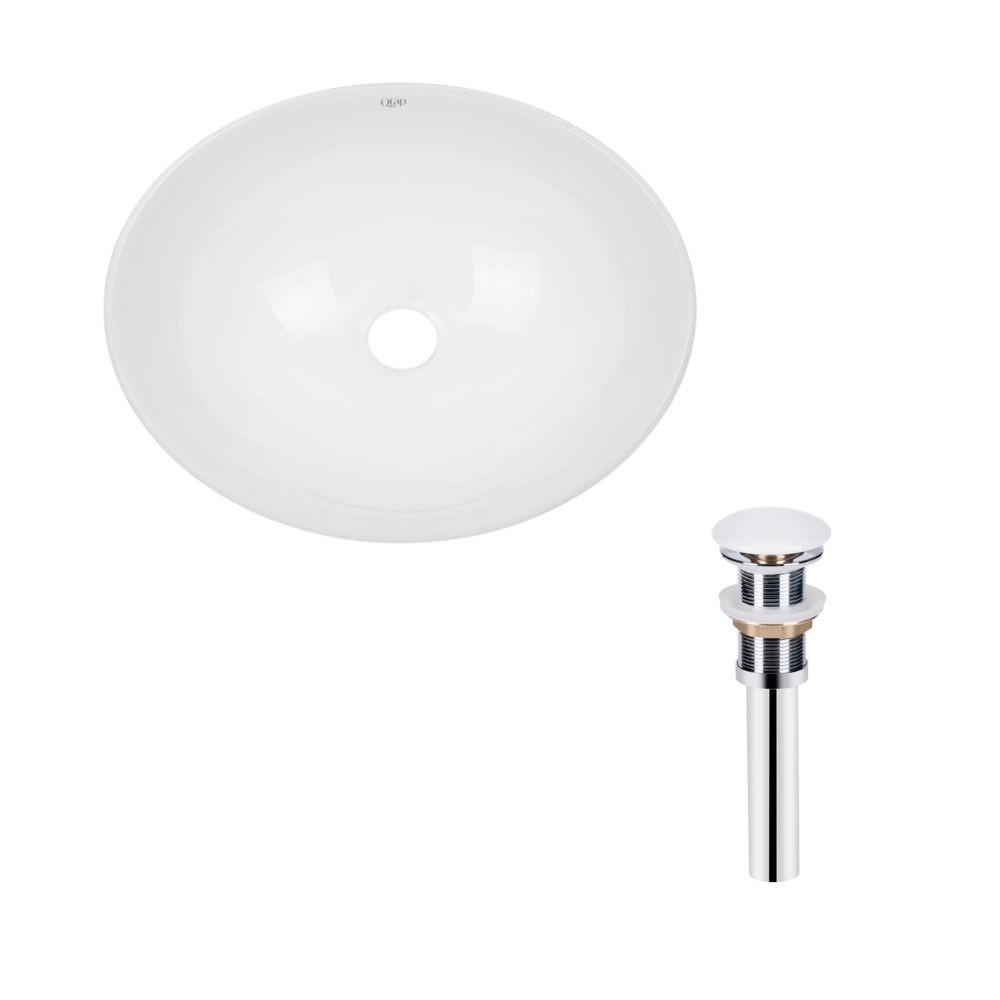 Комплект Qtap Dove: Раковина накладна овальна 410x335x145 мм White + Донний клапан PU02 QTAP  QT06113078WN47308 QT06113078WN47308