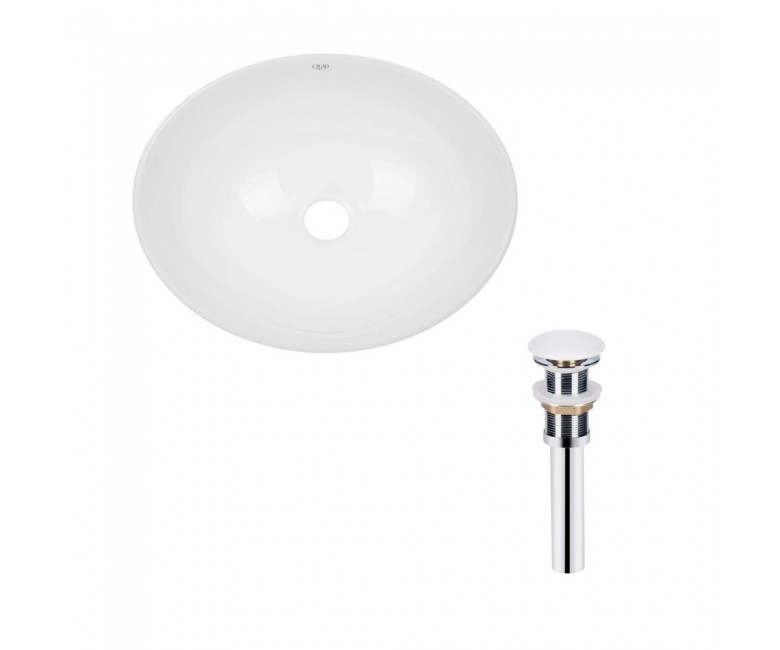 Комплект Qtap Dove: Раковина накладна овальна 410x335x145 мм White + Донний клапан PU02 QTAP  QT06113078WN47308 QT06113078WN47308