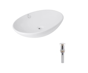 Комплект Qtap Dove: раковина накладная 635x420x150 мм, White, овальная + донный клапан Pop-up PU02O QTAP  QT06118168W48470