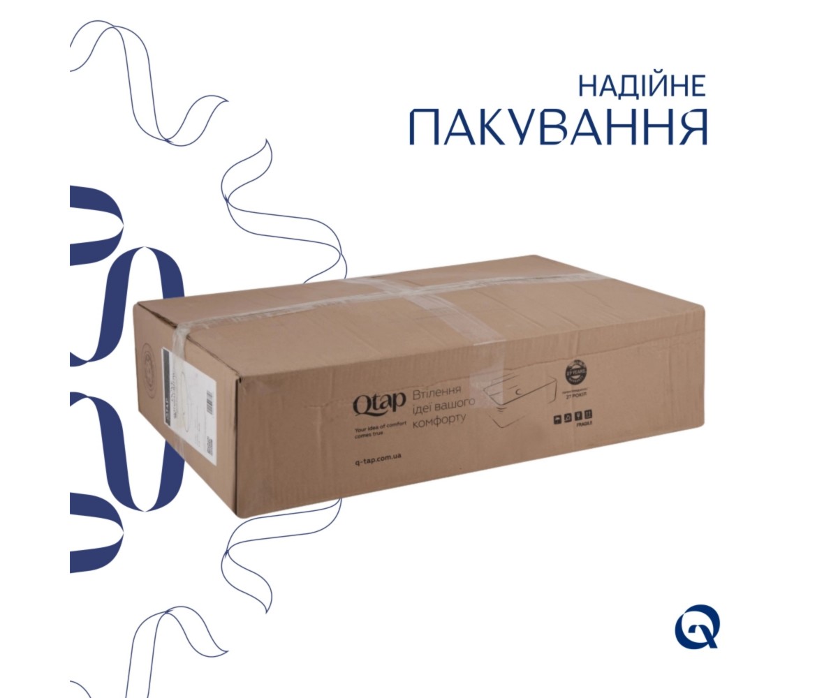Комплект Qtap Dove: раковина накладная 635x420x150 мм, White, овальная + донный клапан Pop-up PU02O  QT06118168W48470:Фото 4