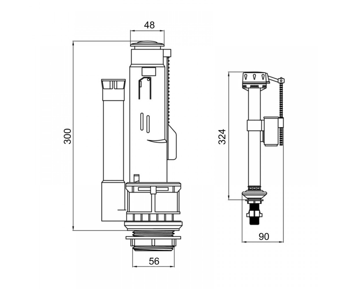 Комплект арматуры для бачка  QT066HY2CHR:Чертеж 