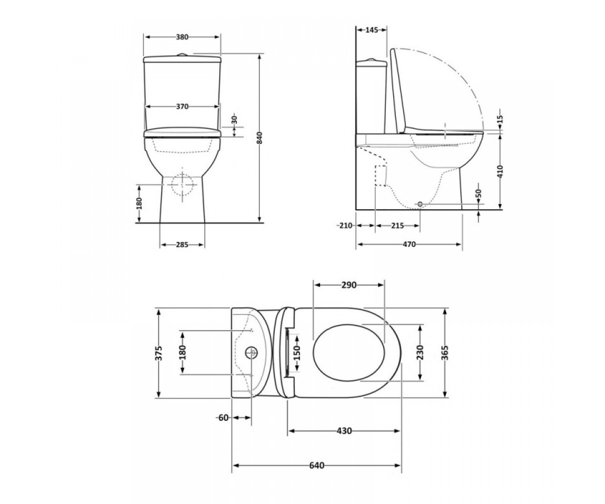 Унитаз напольный с сиденьем  JAY ULTRA QUIET QT07222175TW:Чертеж 