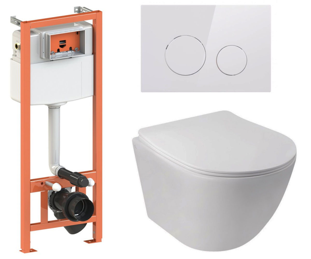 Унитаз с инсталляцией 4 в 1 QTAP JAY QT07335176W0133M425M11110W QT07335176W0133M425M11110W