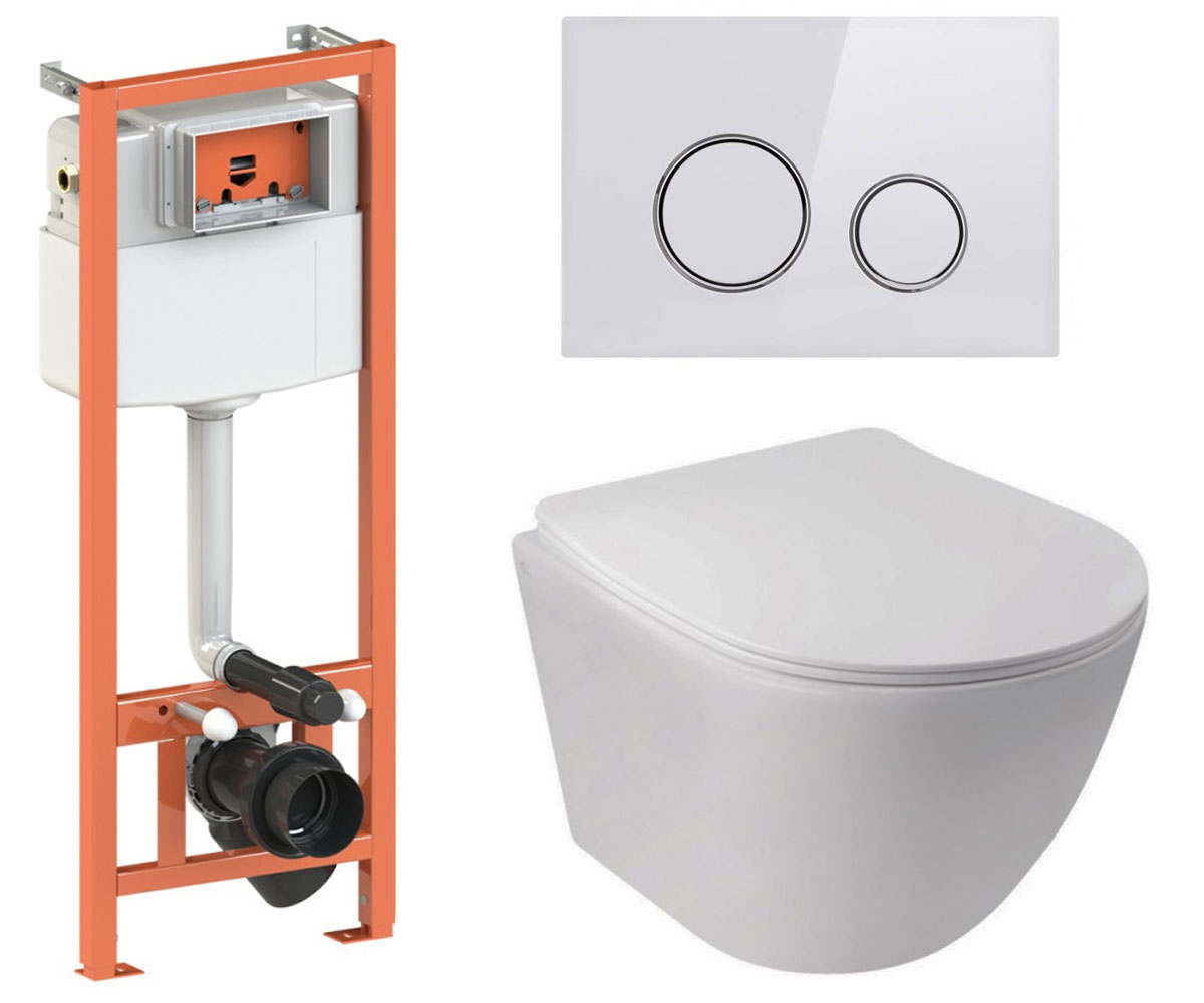 Унитаз с инсталляцией 4 в 1 QTAP JAY QT07335176W0133M425M11V1114W QT07335176W0133M425M11V1114W