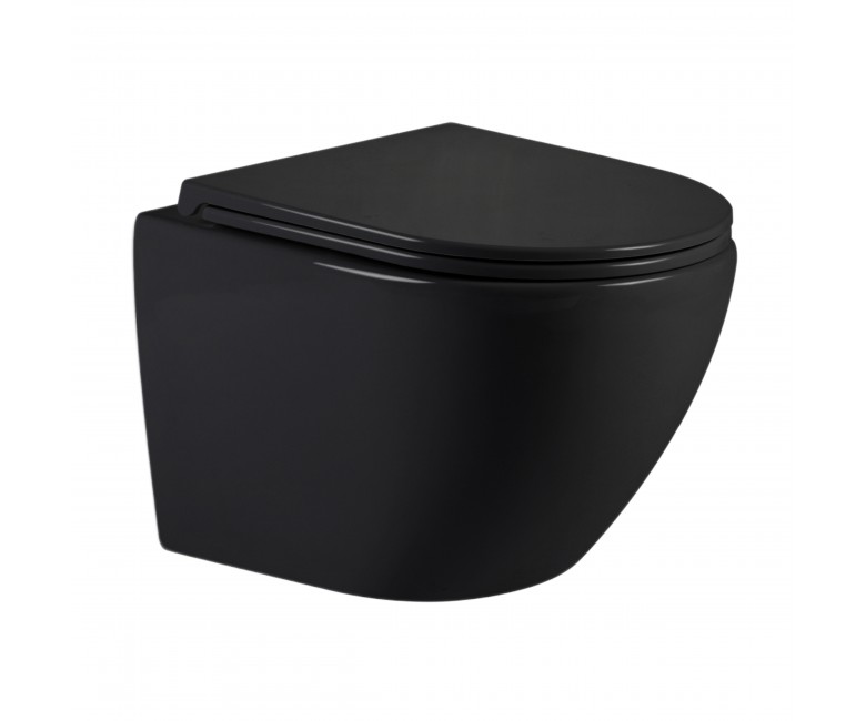Унітаз підвісний Qtap Jay Ultra Quiet 485х360х320 мм, Matt Black, сидінням Slim Duroplast/ Soft-close/ Quick Relase QT07335177MB QTAP  QT07335177MB QT07335177MB